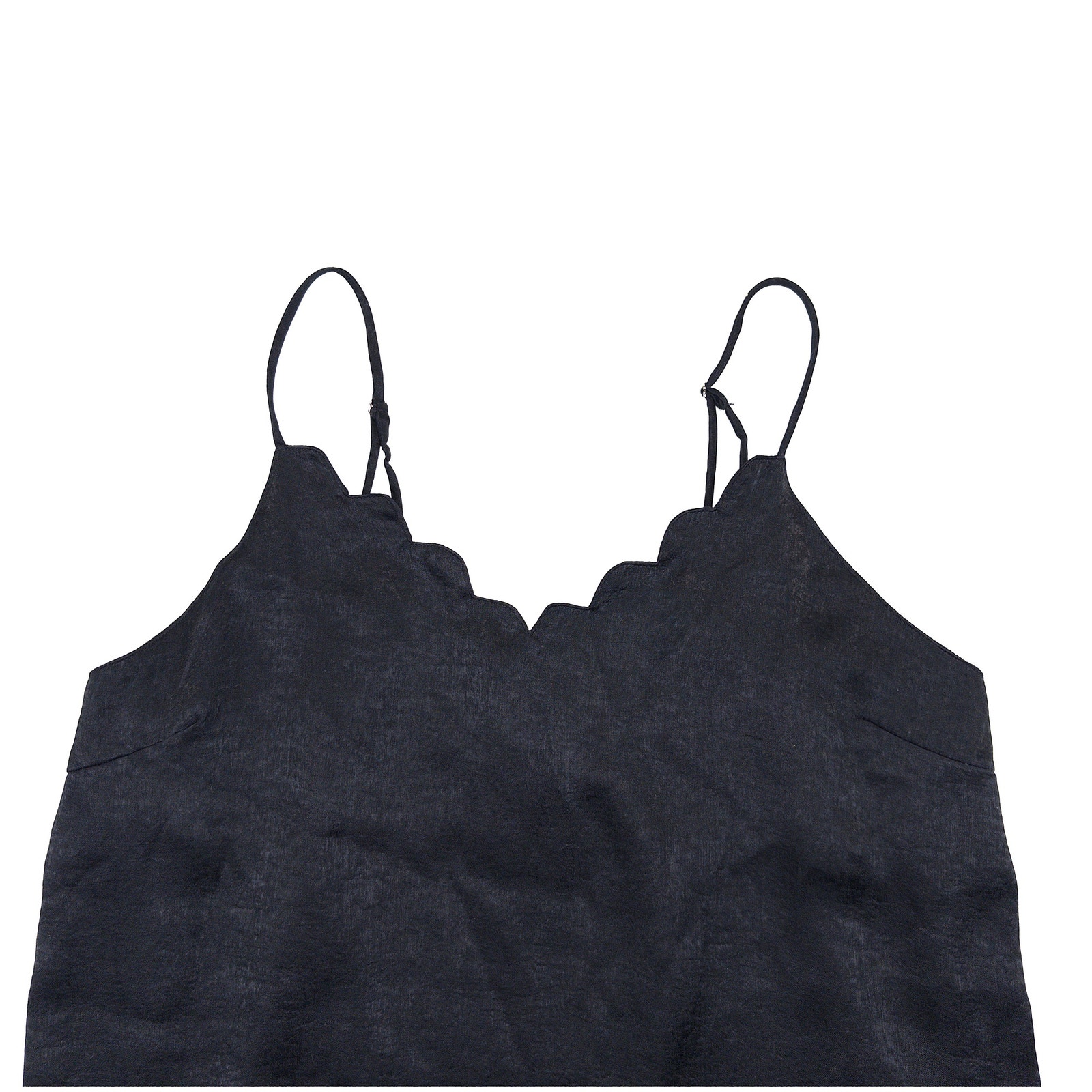 Jodifl Nwt Scalloped V Neck Cami Women S Black Layering Tank Flowy Boutique — image 3 of 8